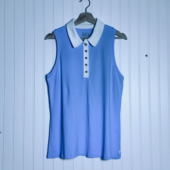 NWT LILLY PULITZER SIZE MEDIUM LUXLETIC IMARA POLO TOP *BLUE PERI* GOLF CASUAL - Picture 6 of 12